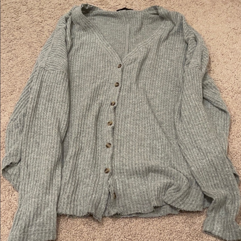 Out from under UO button up waffle shirt